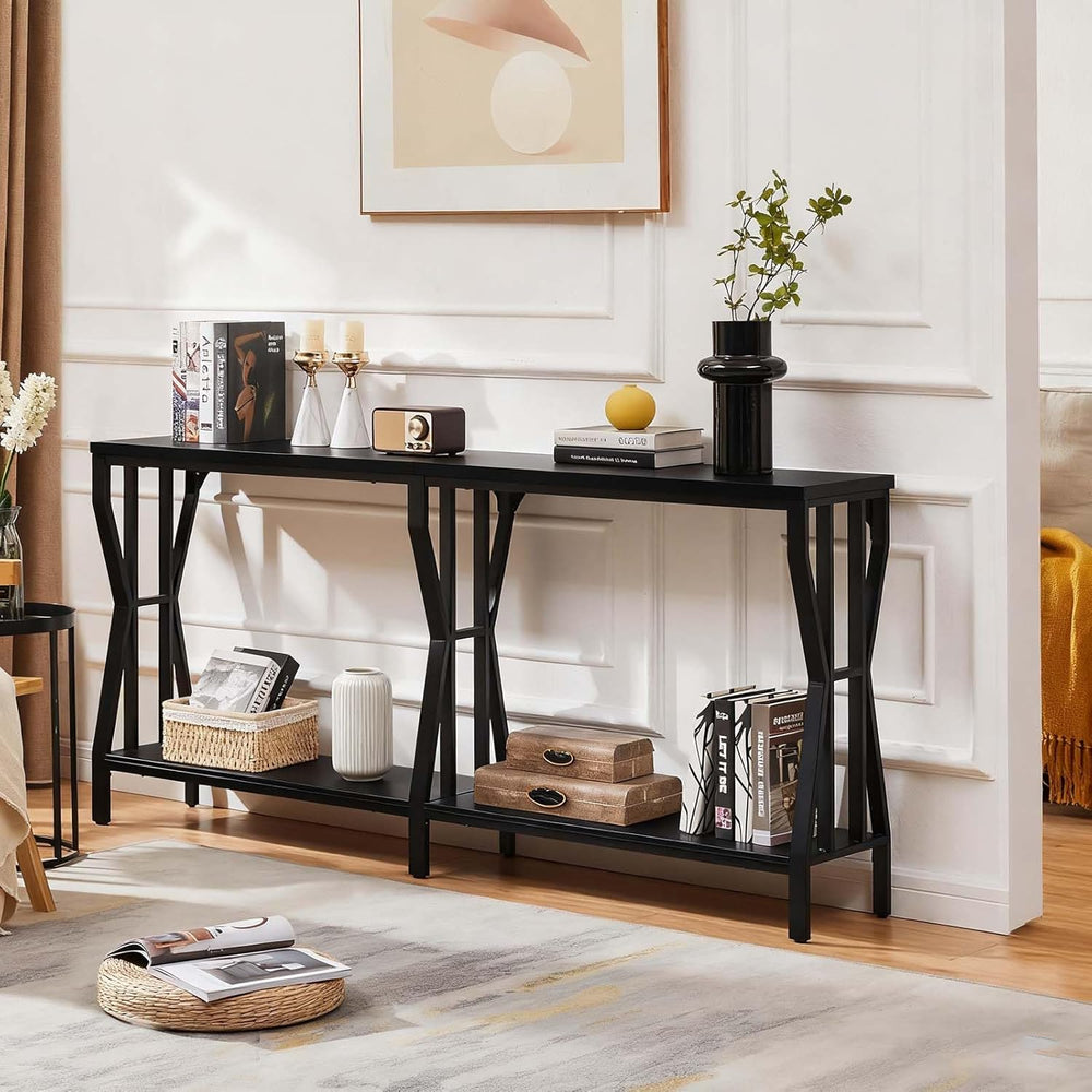 HOMISSUE Sofa Console Table, 70.9" Extra Long Sofa Table with 2-Tier Sto...