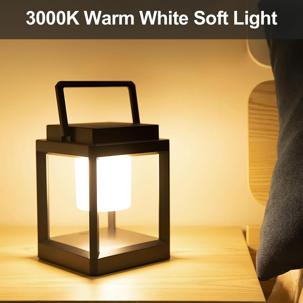 Solar Lantern Outdoor Table Lamp, Cordless Rechargeable Light
