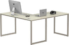 SHW Mission 55 x 60 Inches L-Shape Home Office Computer Desk, Maple