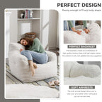 FOXHUNTER Bean Bag Chair with Memory Foam Filling for Adults Ivory | No Assembly Required, Memory Sponge in Small Pieces Filled, Lazy Foam Chair for Bedroom,Living Room