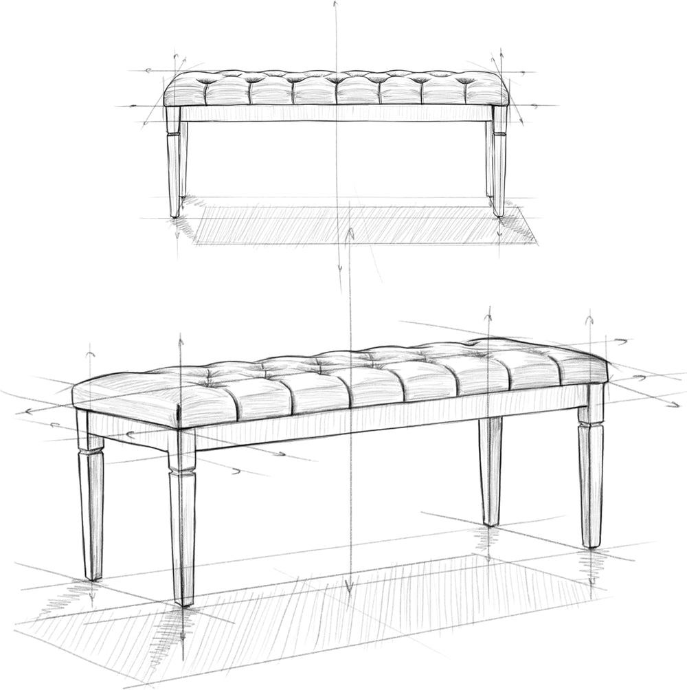 SIMPLIHOME Waverly Tufted Ottoman Bench - 48 inch Wide Upholstered Linen Look...
