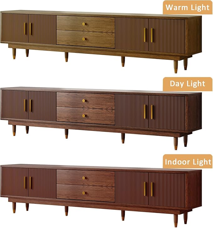 Mid Century Modern TV Stand for 100 inch TV, 94.5" Walnut TV Console wit...
