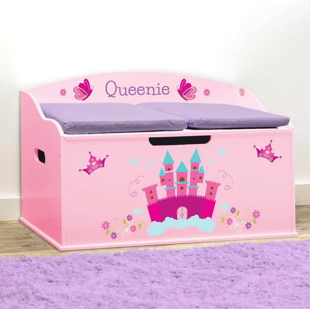 DIBSIES Personalized Creative Wonders Toy Box, Princess, 30 x 19.25 x 18 inches, Soft-Close Lid (Pink)