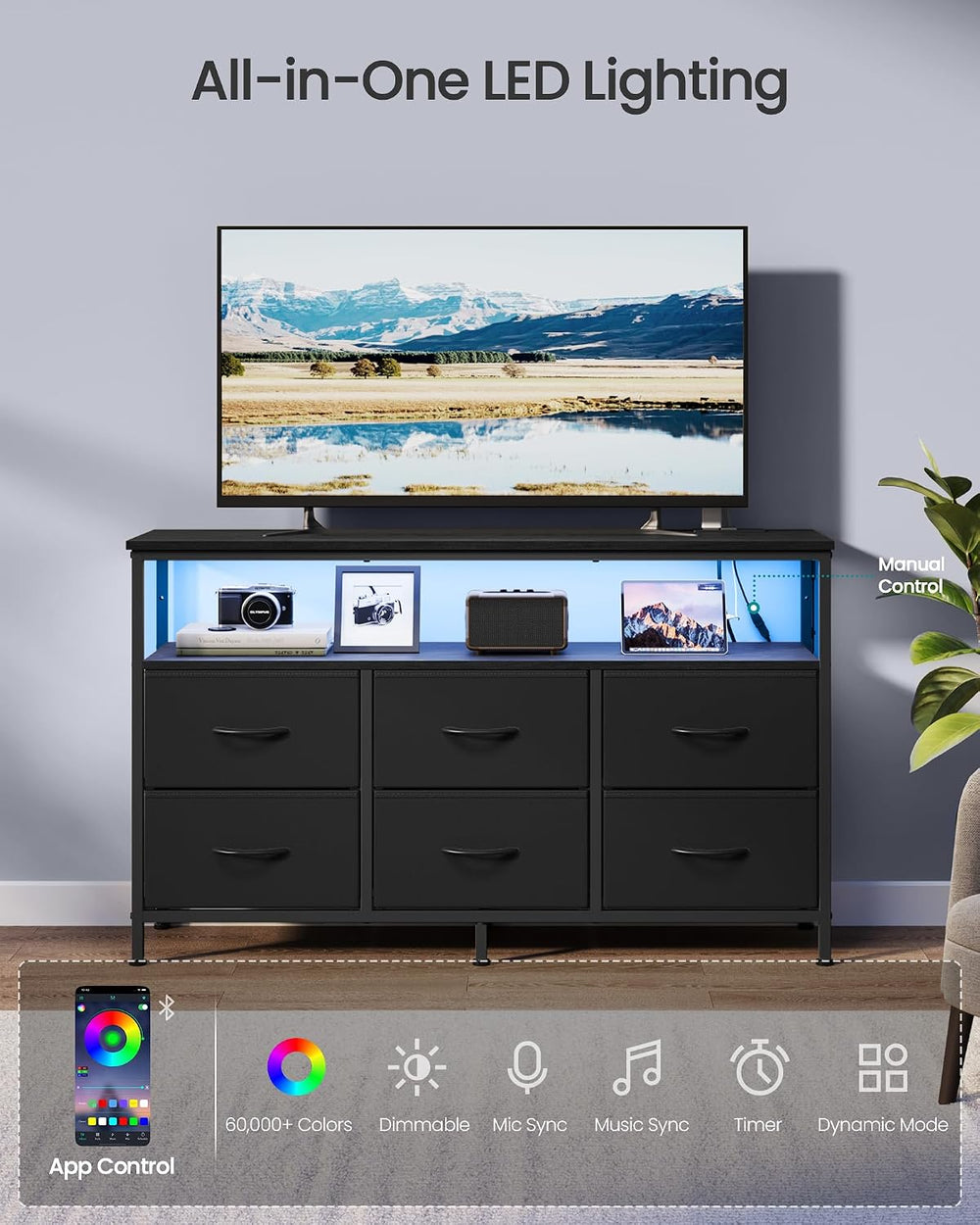 SONGMICS BELLAH Collection - Dresser for Bedroom, Chest of Drawers, TV Stand ...