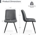 Dining Chairs Set of 2, Modern Dining Chairs with Thick Cushions, PU Leather Upholstered Kitchen Dining Room Chairs with Metal Legs for Dining Living Room (Dark Grey)