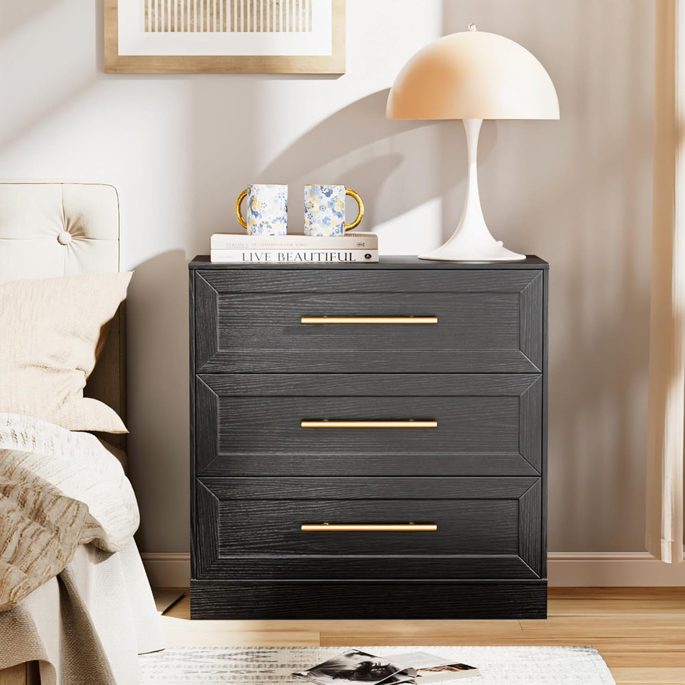 Anbuy Night Stand Large Bedside Side Table with 3 Drawers, Modern Wood Nights...