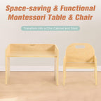 Bateso Montessori Weaning Table and Chair Set for Toddler 1-3, Wooden Baby Table and Chair Set for Eating, Laerning & Playing, Montessori Kids Furniture for Home or Preschool