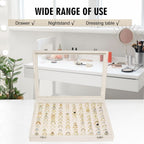 Velvet Ring Display Tray Organizer Box with Transparent Lid, 100 Slot Ring Holder Showcase For Store Display Jewelry Show Home, Ring Organizer For Rings Earrings (Beige)