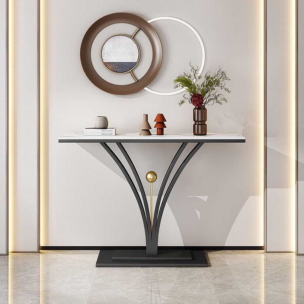 Modern Console Table Rock Slab Entryway Table Metal Couch Table Decorative Fu...