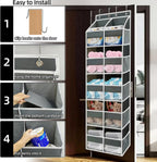 5-Tier Heavy Duty Over the Door Organizer with 10 Compartments - 600D Oxford Cloth Large Behind Door Storage for Closet, Nursery, Bedroom, Pantry, Diaper & Toy Organizer (Gray)