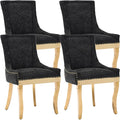 Upholstered Dining Chairs Set of 4, Modern Fabric Side Chairs with Gold Stainless Steel Legs, Accent Kitchen Chairs for Dining Room Table, Black