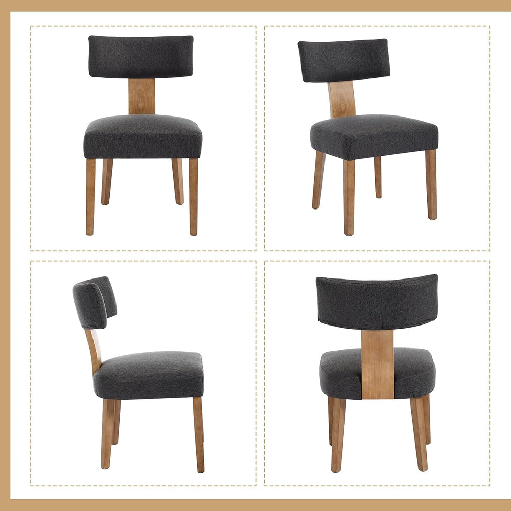 Upholstered Dining Chairs Set of 6, Mid-Century Modern Dining Chairs with Woo...