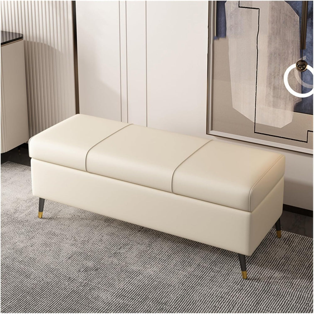 Modern Storage Ottoman Bench for Bedroom, Upholstered Flip Top Luxury Shoe, M...