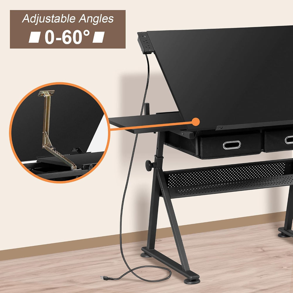 ZENY Adjustable Drafting Table with Stool Tilting Drawing Desk Artist Table |...