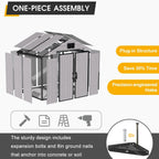 8 x 6 FT All-Weather Plastic Garden Shed, Resin Outdoor Storage Shed with Floor, Lockable Doors & Windows, Plastic Tool Shed for Poolside, Backyard, Patio
