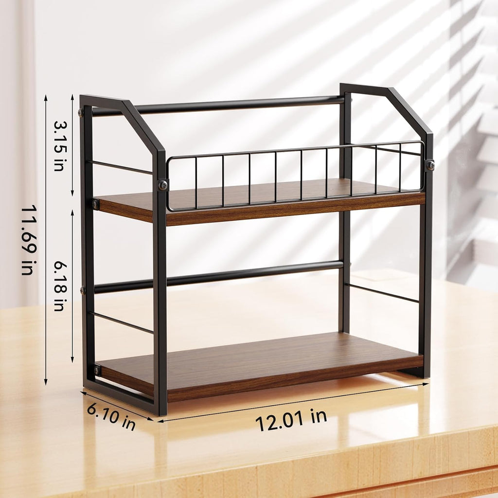 2-Tier CD Holder, CD Storage Rack for Display, CD Organizer with Rubber Feet, Stores Up to 60 CDs for Shelf Storage and Organization, for Music Enthusiasts and Collector Walnut