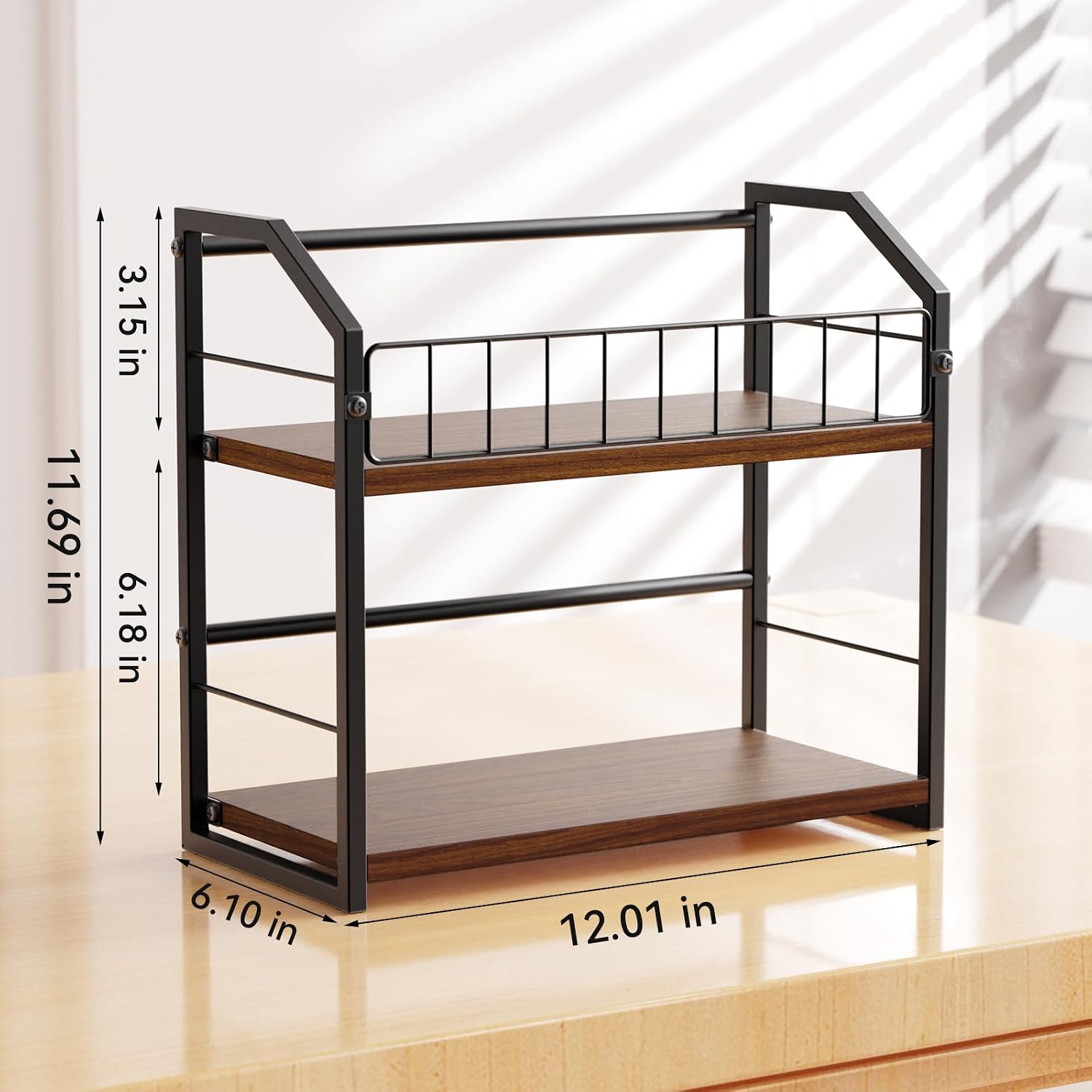 2-Tier CD Holder, CD Storage Rack for Display, CD Organizer with Rubber Feet, Stores Up to 60 CDs for Shelf Storage and Organization, for Music Enthusiasts and Collector Walnut