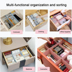 24pcs freely adjustable drawer dividers for organizing messy clothes, cosmetics, stationery, tableware, daily sundries, suitable for kitchen, living room, bathroom, study, office (blue)