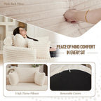 50'' Oversized Round Chaise Longue Chair, Upholstered Corduroy Single Cloud Circle Sofa Chair Comfy Deep Seat Boneless Couch Bed No Assembly Required for Living Room, Bedroom Apartment, Beige