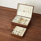Black Walnut Wood Jewelry Box With Velvet Lining,Personalized Ring and Necklace Box for Women and Girls,Brass Handle (No lock)