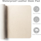Aothia Leather Desk Pad Protector, Office Desk Mat, Large Mouse Pad, Laptop Desk Pad, Non-Slip PU Leather Desk Blotter, Waterproof Desk Writing Pad for Office and Home (Beige, 47" x 24")