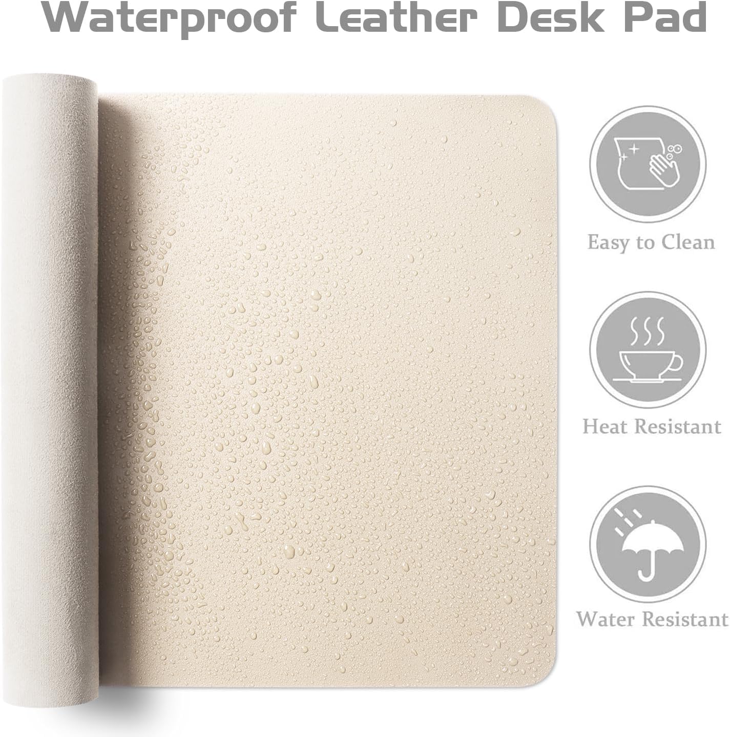 Aothia Leather Desk Pad Protector, Office Desk Mat, Large Mouse Pad, Laptop Desk Pad, Non-Slip PU Leather Desk Blotter, Waterproof Desk Writing Pad for Office and Home (Beige, 47" x 24")
