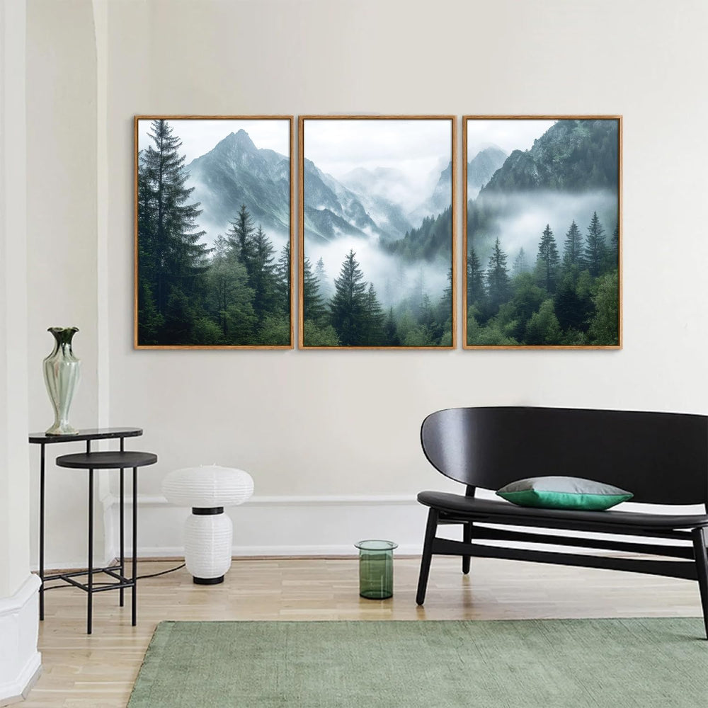 YeeHomedec Large Mountain Framed Canvas Wall Art, Mordern Calming Forest Wall...