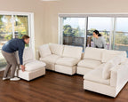 Large L Shaped Sectional Modular Sofa,Chenille Sectional Couch,Beige | Washable,Removable Cover,Modern,Comfortable