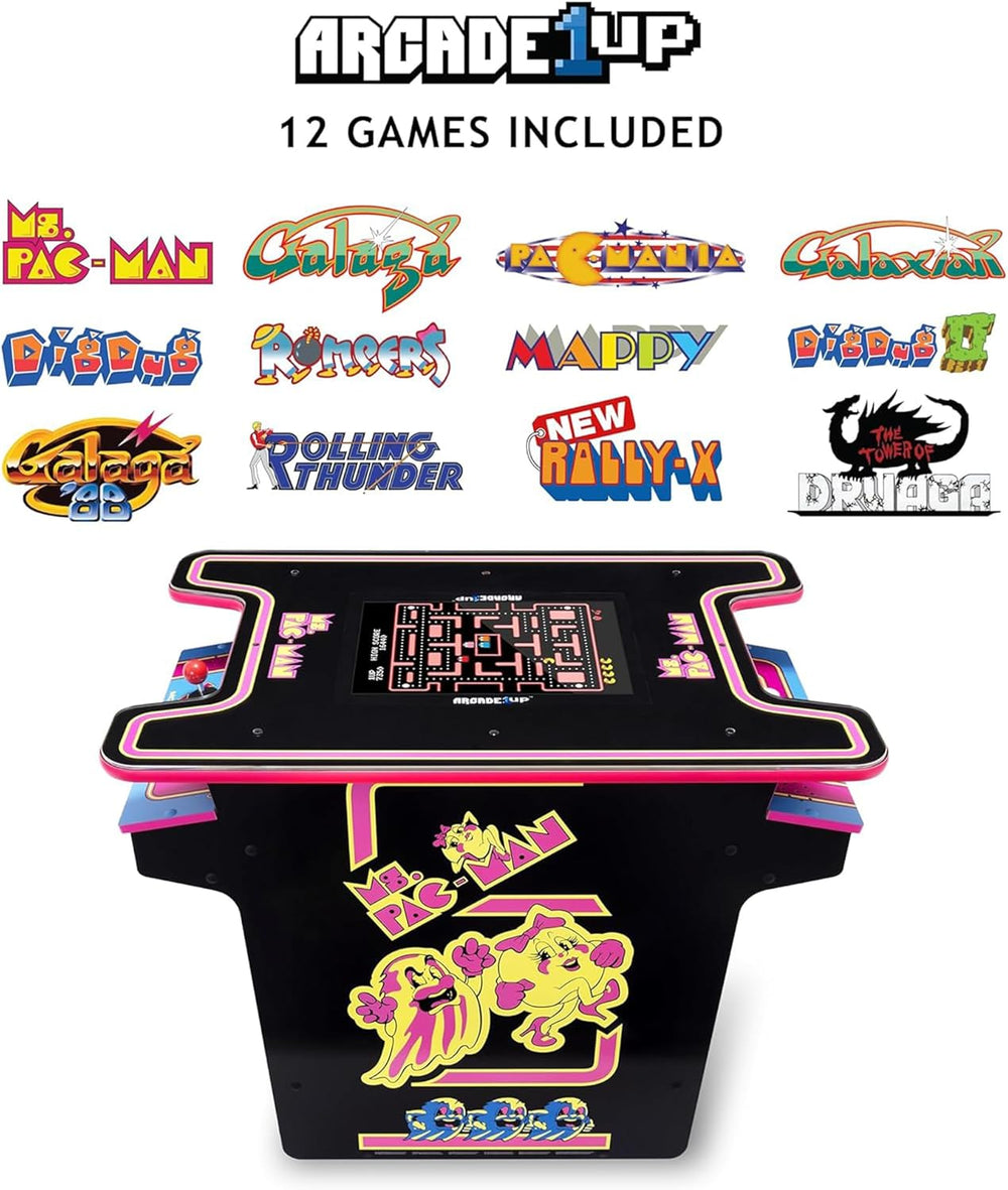Arcade1Up Ms. PAC-MAN Head-to-Head Arcade Table, 12 Classic Games | Retro Hom...