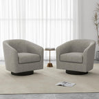 Swivel Accent Chairs Set of 2, Fabric Barrel Armchair, Khaki | Modern Upholstered Club Chair | Comfy Reading Seat with Removable Cushion | For Living Room, Bedroom, Office