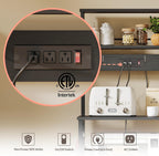 Bestier Bakers Rack with Power Outlet, Coffee Bar Table with Storage 5 Tiers, Standing Microwave Stand with 8 S-Shaped Hooks, Kitchen Storage Shelf Rack for Spices | Standing Microwave Stand with 8 S-Shaped Hooks, Kitchen Storage Shelf Rack for Spices