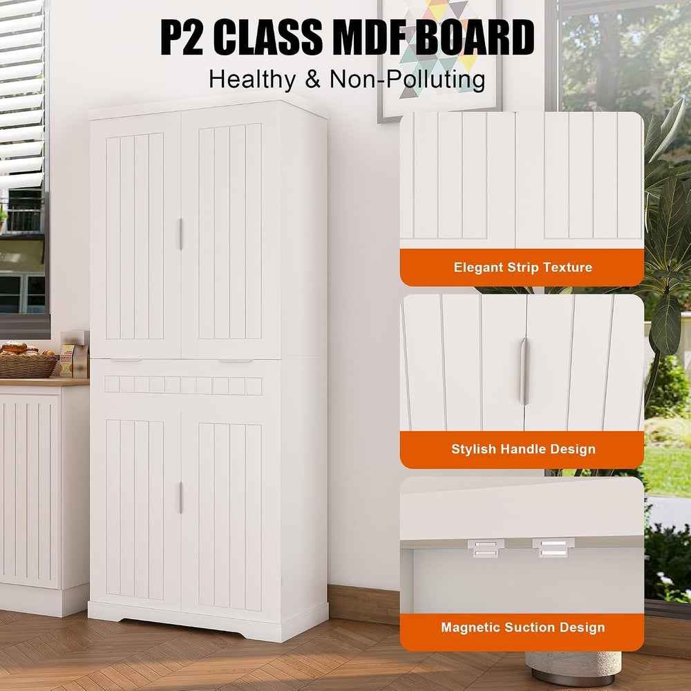 Spaco 71.65" Kitchen Pantry Cabinet,Freestanding Food Storage Cabinet wi...
