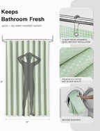 IMAVO Green Bathroom Accessories,Non Slip Super Absorbent Rugs and Waterproof Shower Curtain with Hooks,Complete Bathroom Set for Bathroom Décor