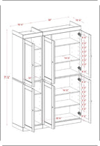 Palace Imports Solid Wood Kitchen Pantry Cabinet - 71.5" H x 48.5" W - Wooden Storage Cabinet w/ 6 Shaker Doors & 8 Adjustable Shelves - Antique Blue, 100% Renewable Eco-Friendly Wood, Made in Brazil