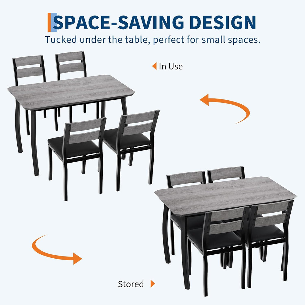 IDEALHOUSE Dining Table Set for 4 Modern Kitchen Table and Chairs Set with Ch...