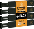 Bambüsi 4 Pack Drawer Dividers - 2.6" High, 16-22" Adjustable Drawer Bamboo Organizers for Clothes, Expandable Dresser Separators in Bedroom/Bathroom/Kitchen/Office Organization and Storage (Black)