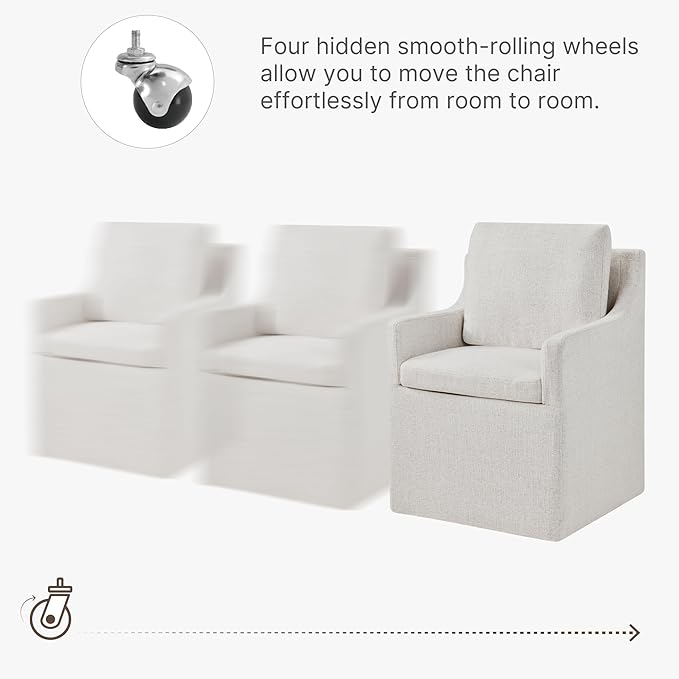 Upholstered Dining Chairs Set of 2, Washable Cover Modren Deskchair with 4 Ca...