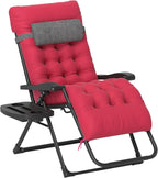 Outsunny Zero Gravity Chair, Reclining Lounge Chair with Cushion,Red | Padded, Folding, Infinity, Side Tray, Indoor Outdoor, Supports up to 264 lbs