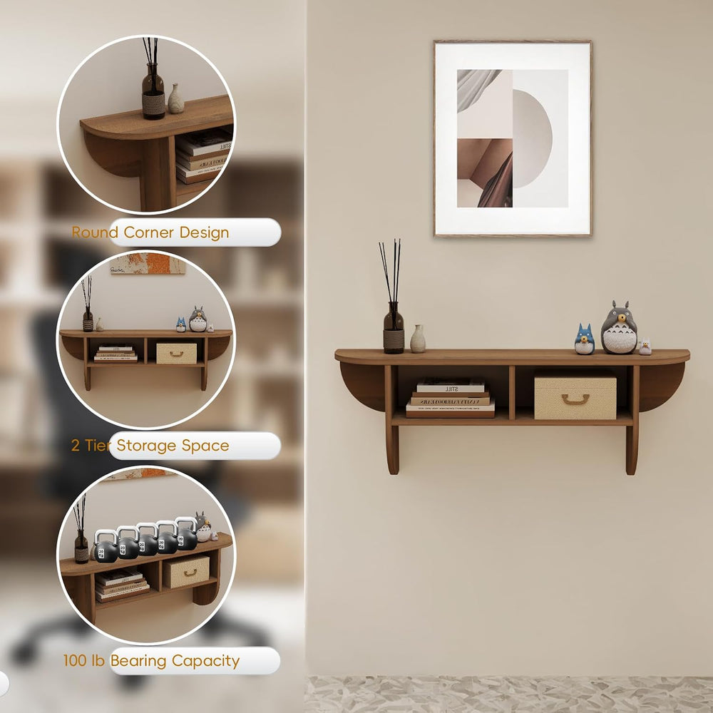Floating Solid Wood Console Table, 32'' Wall Mounted Narrow Entryway ...