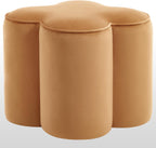 Zesthouse Flower Pouf Ottomans Foot Rest Set of 2, Velvet Poofy Ottomans | Large Ottoman Footstool for Couch, Modern Living Room Stool Seat, Cute Square Vanity Stool for Bedroom, Camel Dorm Foot Stool