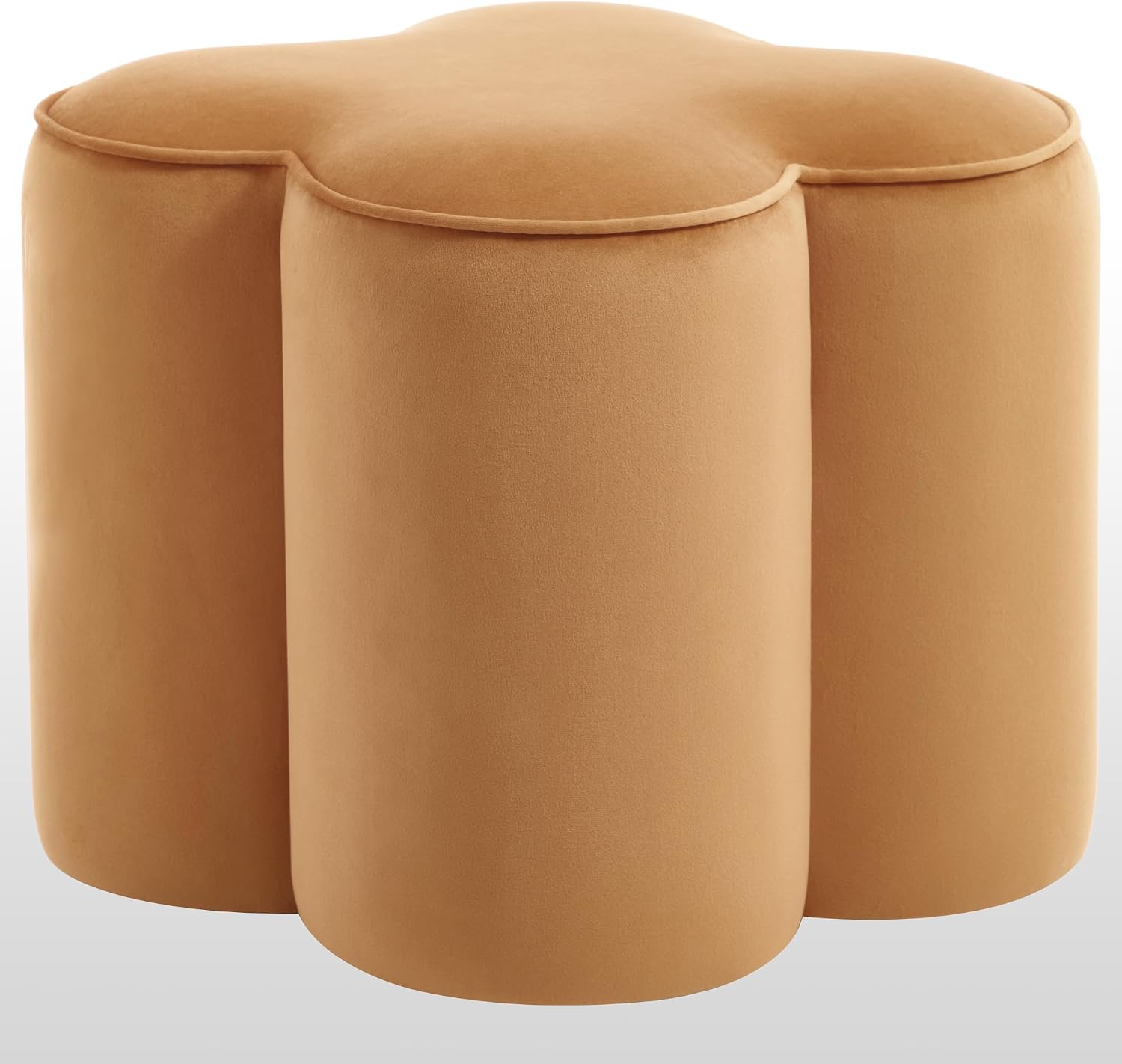 Zesthouse Flower Pouf Ottomans Foot Rest Set of 2, Velvet Poofy Ottomans | Large Ottoman Footstool for Couch, Modern Living Room Stool Seat, Cute Square Vanity Stool for Bedroom, Camel Dorm Foot Stool