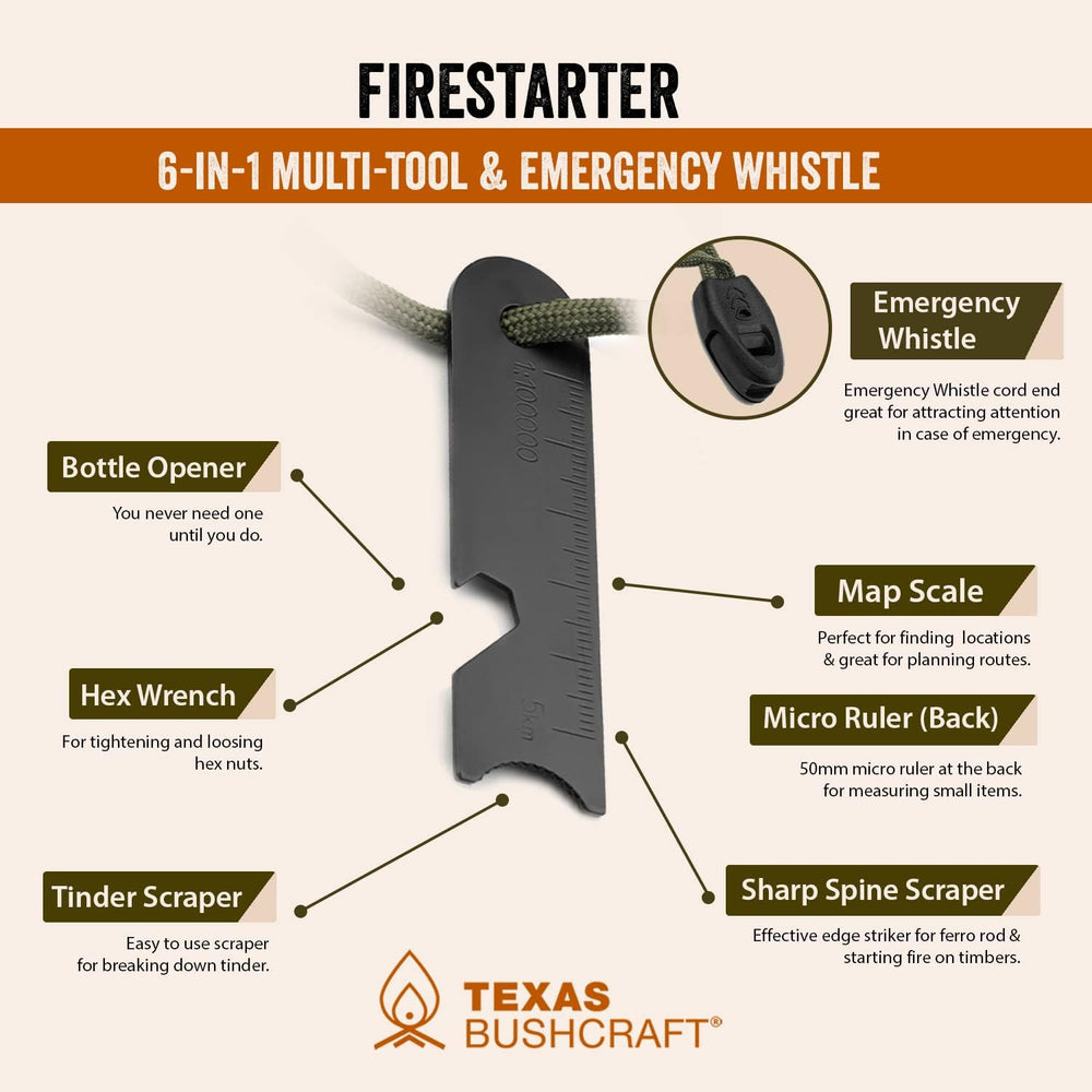 Fire Starter Survival Kit - Ferro Rod Flint Fire Steel, Striker Tool | Cowhid...