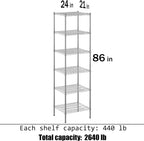 21" Deep x 24" Wide x 86" Height Wire Shelving Kit | 6-Tier | NSF Commercial Storage Rack Unit