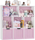 FOTOSOK Toy Storage Organizer with Movable Drawers, Toy Organizer for Kids | Toy Organizer with Hidden Wheels, Toy Storage and Stuffed Animal Storage for Playroom, Cube Storage Organizer, Pink
