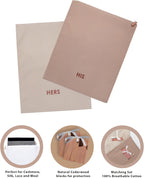 Delicates, Cashmere Wool Sweater Storage Bag Pouch Set with integrated Cedar Wood (His & Hers)