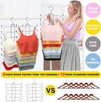 Tank Top Hanger, 6 Tier Space Saving Bra Hangers, Closet Organizers and Storage, Dorm Room Essentials for Girls, Organization for Camisoles Sports Bras Strappy Dress Swimsuits Ties, 2 Pack