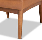 Baxton Studio Riordan Mid-Century Modern Tan Faux Leather Upholstered and Walnut Brown Finished Wood Dining Chair