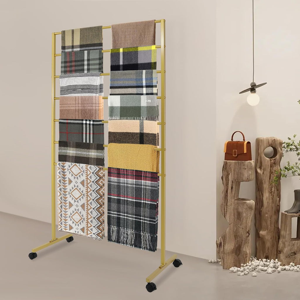 Scarf Organizer, Scarf Display Stand, 7 Tier Metal Scarf Holder Organizer, Floor-standing Scarf Rack for Commercial or Home, Hijab Stand RackTies Belt Pants Hanging Rack