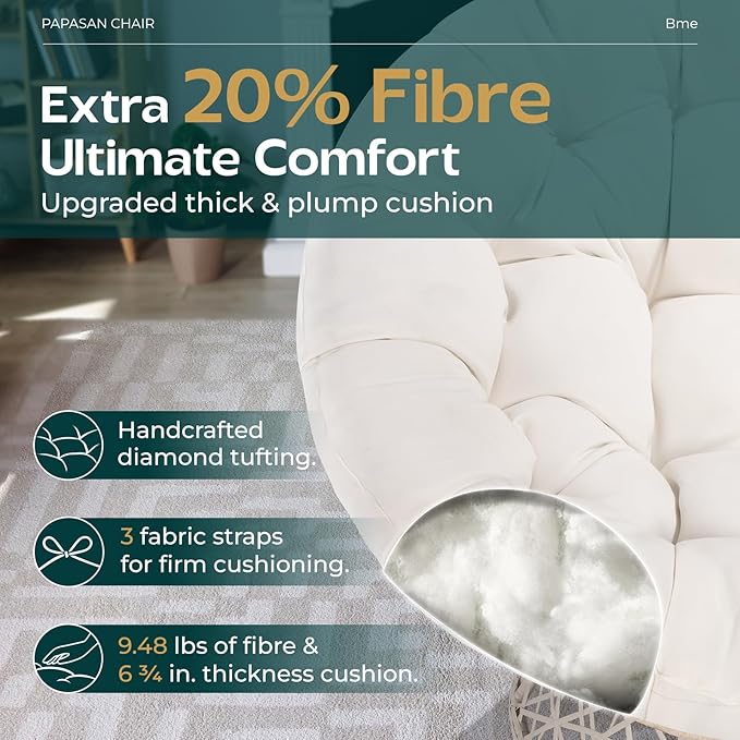 Bme 40" Ergonomic Wicker Papasan Chair