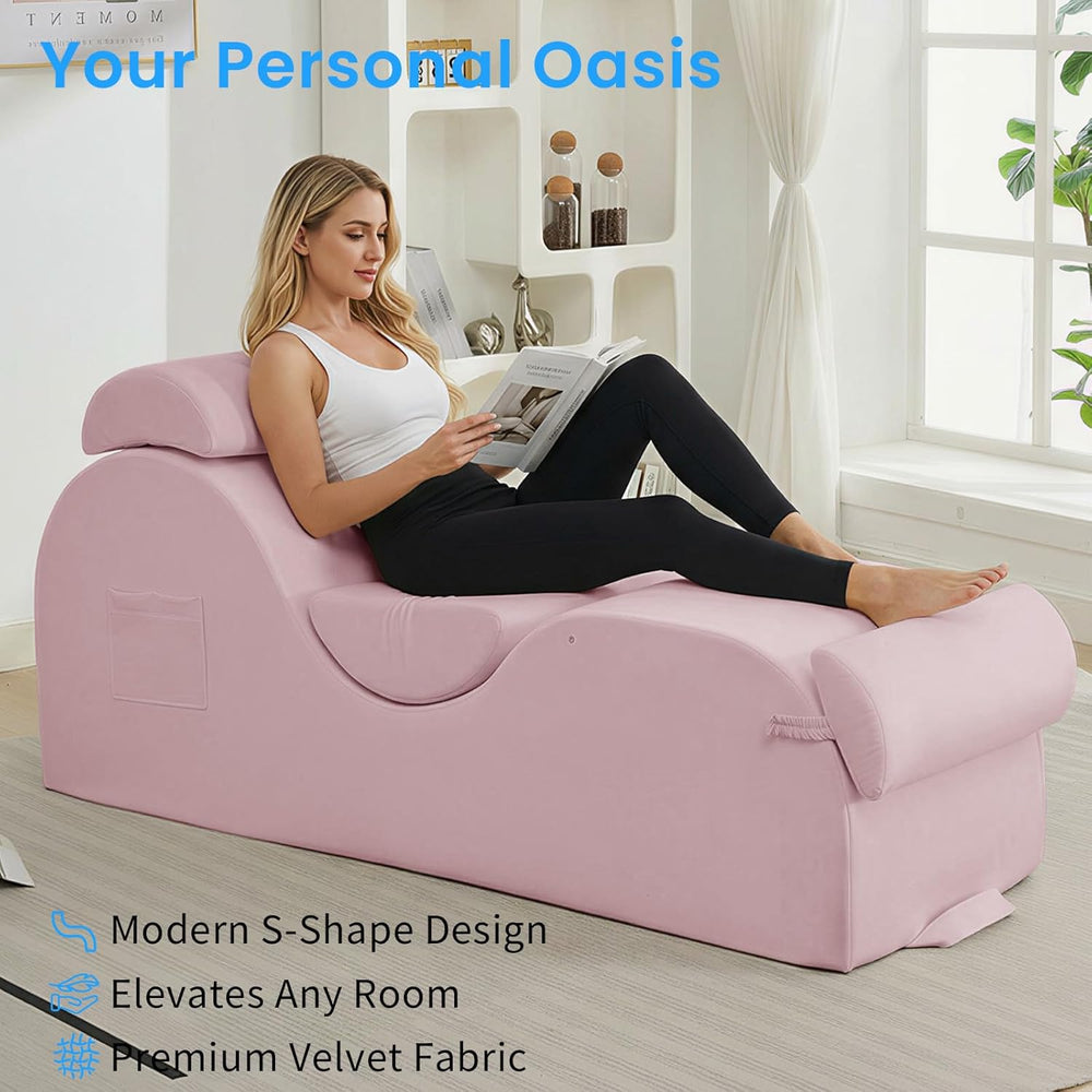 ijuicy 25 Inch Home Stretch Yoga Chair, Velvet Fitness Yoga Chaise Lounge Cha...
